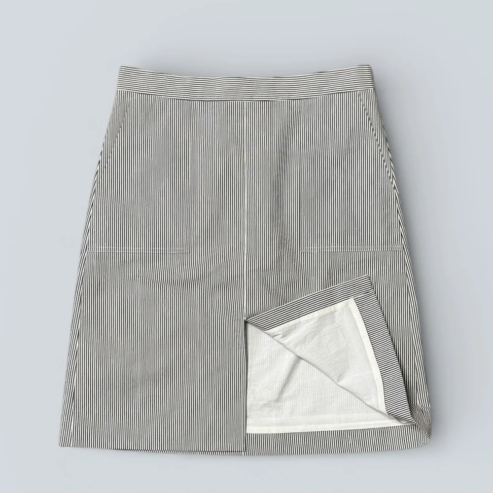 J.Crew Black & White Striped Seersucker A-Line Skirt with Pockets - Picture 3 of 9
